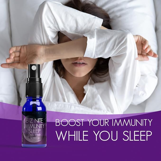 EZ Nite Sleep Immunity Spray with Melatonin Elderberry Extract and L-Theanine | Natural Defense Formula Non-Habit Forming | Non-GMO Gluten-Free | 30-Night Supply