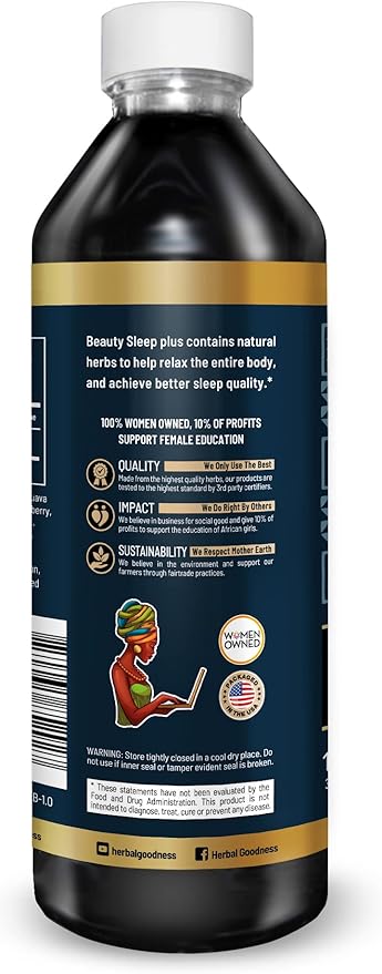 Herbal Goodness Beauty Sleep - Collagen Support Healthy Glowing Complexion hydrated Skin Supple Skin - Organic Natural - 12oz Liquid Extract - 23 Servings