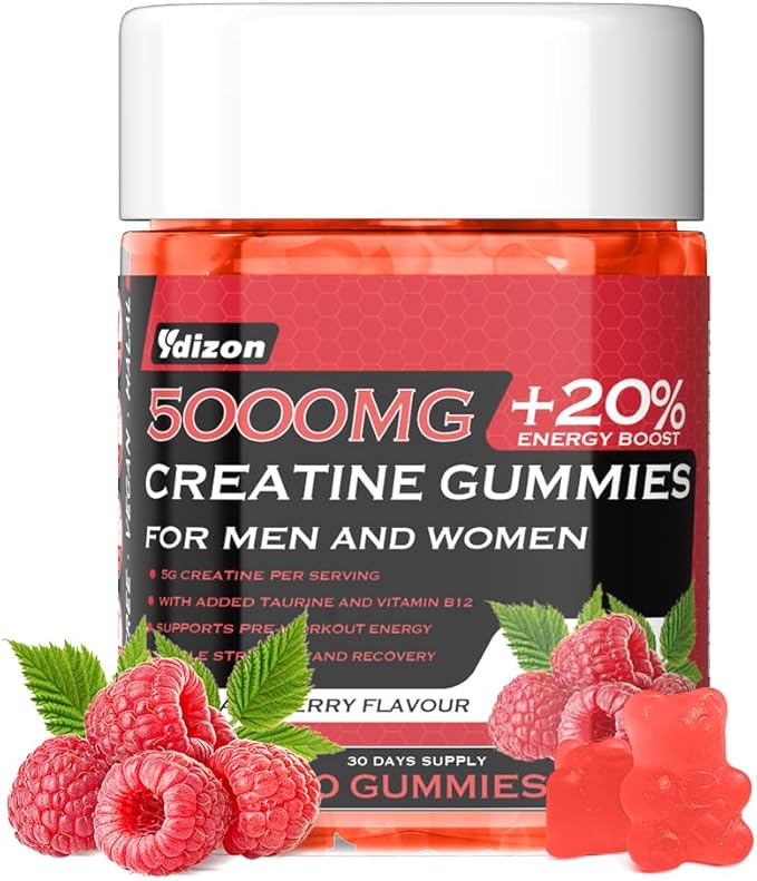 Creatine Monohydrate Gummies Complex for Men &amp Women – 5000mg Creatine per Serving with L-Taurine &amp Vitamin B12 – Pre-Workout Muscle Strength Energy &amp Recovery Support – Vegan Sugar-Free