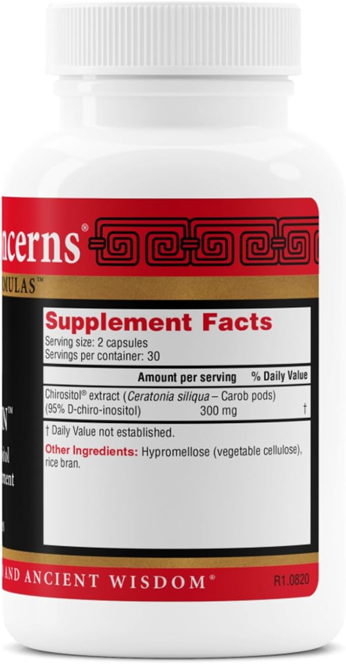 Chiroin D-Chiro Inositol Capsule Supplement – Blood Sugar &amp Lipid Metabolism Support – Chirositol Extract – 60 Capsules 300mg – Liver &amp Hormonal Health Formula