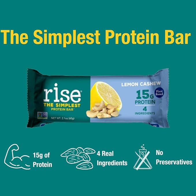 Rise Bar Protein Lemon Cashew 2.1 Ounce (12 Count)