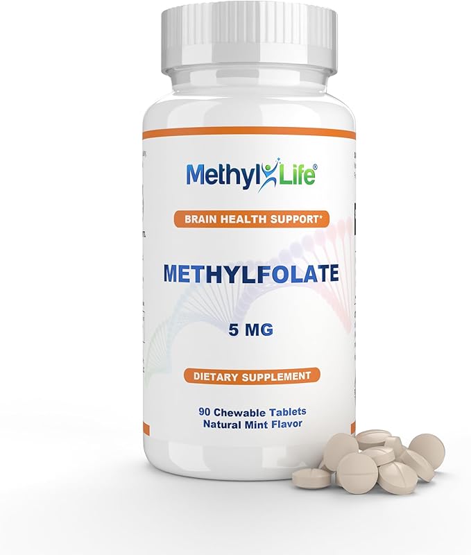 Methyl-Life® L-Methylfolate 5 mg - Chewable Active Folate Tablets with ultrapure Form of Cerebrofolate® (L-5-MTHF Calcium) | Vegan Non-GMO Gluten-Free | 90 Chewable Tablet
