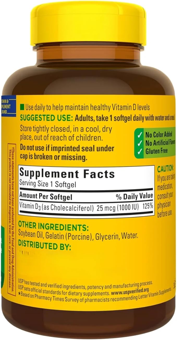 Vitamin D3 1000 IU (25 mcg) D3 Vitamin Vitamin D3 1000 Iu Vitamin D 1000 650-Day Supply (650 Count) (Pack 1)