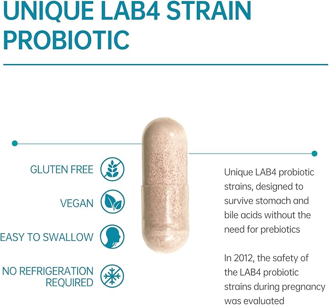 Digestive Probiotics 20X Lab4 Strains for Gut &amp Immune Health Pro Formula for Men &amp Women Probiotic Capsules Support Diarrhea Bloating and Gas Shelf Stable Vegan Gluten Free 60 Days Sup
