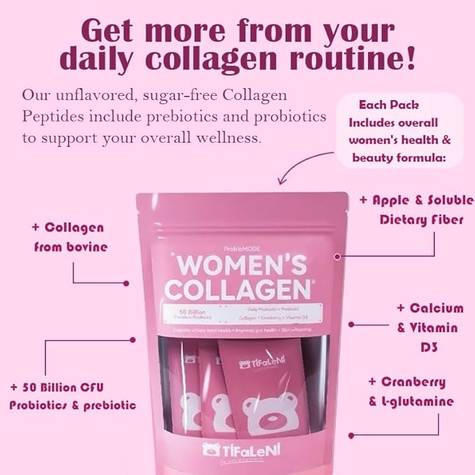 Collagen from Bovine Peptides Powder Probiotics &amp Prebiotics Vitamin D3 Naturally-Sourced Hydrolyzed Collagen Powder - Hair Skin Nail and Joint Support - Collagen Supplements for Women