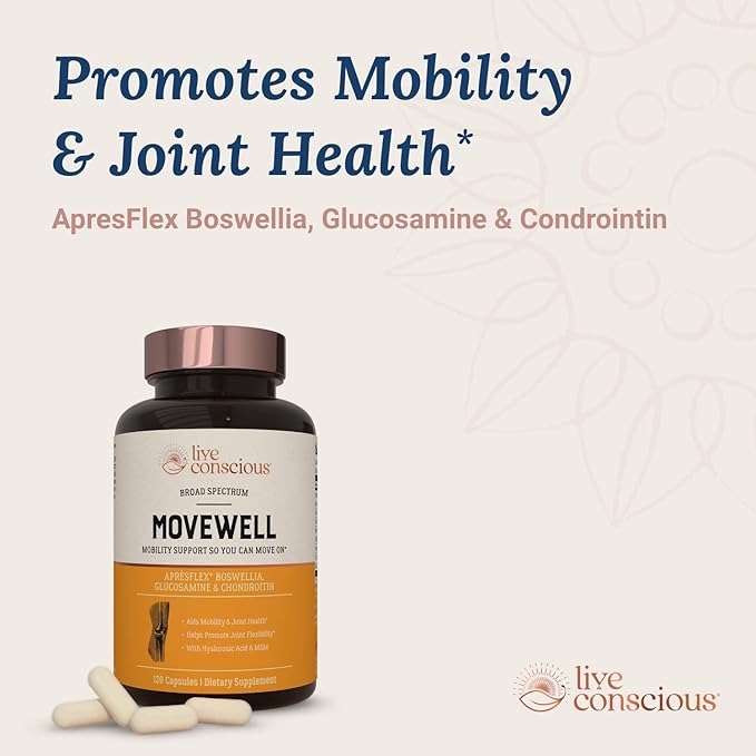 Live Conscious Glucosamine Chondroitin with MSM Hyaluronic Acid and More - MoveWell Joint Health Supplement