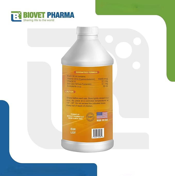 NUTRILINE B-12 for Poultry - Multivitamin Booster for Rooster Hens Chicken Vitamin Recovery Liquid 16 onzas