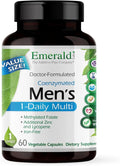 EMERALD LABS Men's 1 Daily Multi - Additive-Free Men's Multivitamin - Includes Lycopene Zinc Vitamin D3 &amp More - Supports Bones Prostate &amp Vision* - 60 Vegetable Capsules