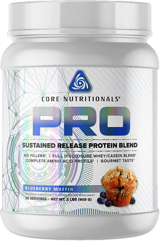Core Nutritionals Pro Sustained Release Protein Blend Digestive Enzyme Blend 25G Protein 2G Carb 27 Servings (Blueberry)