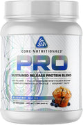Core Nutritionals Pro Sustained Release Protein Blend Digestive Enzyme Blend 25G Protein 2G Carb 27 Servings (Blueberry)