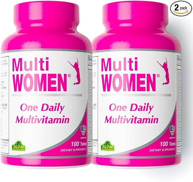 ALFA VITAMINS Multi Women Vitamins Dietary Supplement with Essential Vitamins &amp Minerals for Women - Amino Acids + Antioxidants - 100 Tablets (2 Pack)