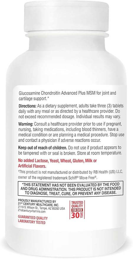21St Century Glucosamine Chondroitin Advanced with Msm - 120 Tablets (Pack of 3)