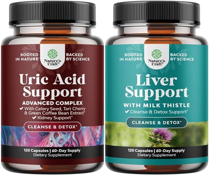 Bundle of Uric Acid Cleanse &amp Detox - Green Coffee Beans with Turmeric Tart Cherry &amp Celery Seed &amp Liver Cleanse Detox &amp Repair - Milk Thistle with Dandelion Root Choline Beetroot &am