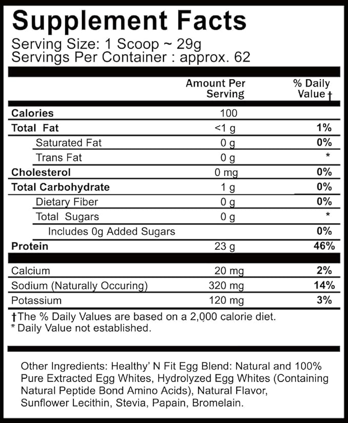 Healthy 'N Fit 100% Egg Protein- Vanilla (4lb): 100% Egg White Protein Plus Natural Peptides.-Naturally Sweetened Pure Keto Paleo Friendly