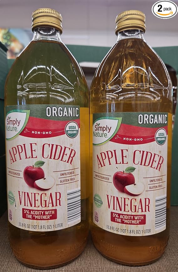 Simply Nature Organic NON-GMO Apple Cider Vinegar 33.8fl oz 1 liter (Two Bottles)