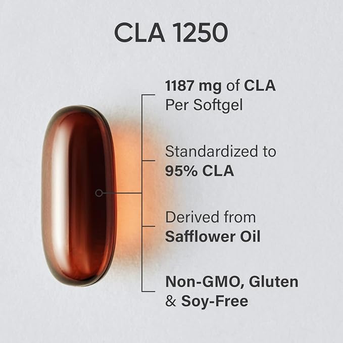 Sports Research CLA - 1250mg with Active Conjugated Linoleic Acid for Men and Women | Non-GMO Soy &amp Gluten Free - 95% (180 Softgels)…