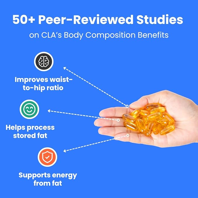 Crazy Muscle CLA 1000mg Conjugated Linoleic Acid Fat Burner for Weight Management &amp Muscle Definition High Potency Keto-Friendly Non-Stimulant CLA Supplement Non-GMO 120 Serving Softgels