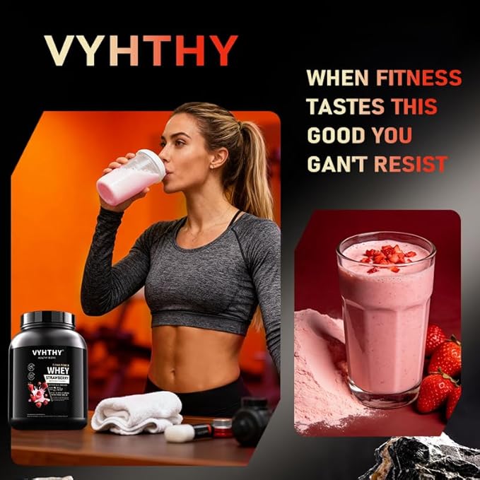 Strawberry Flavored Whey Protein Powder24g Protein per Serving Fast-Absorbing Concentrated whey Protein Low Sugar Gluten-Free Natural Flavor 2 lbs/32 oz.
