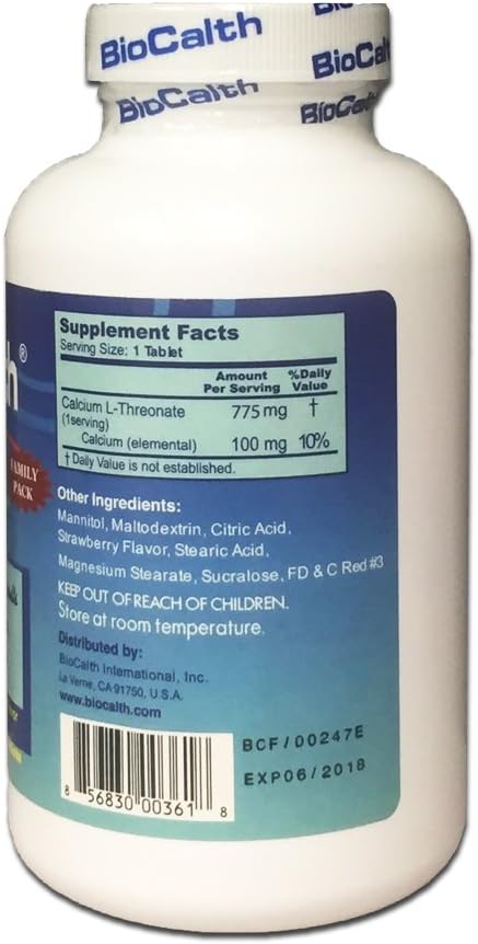 The Only Calcium with 3 U.S. Patents ——BioCalth Calcium L-threonate 180 Chewable Tablets Family Pack with GREAT VALUE!