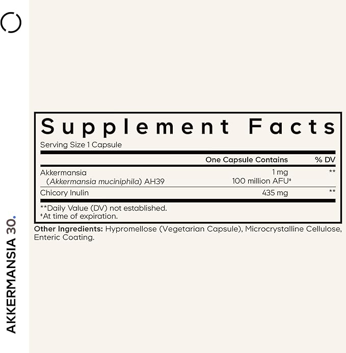 Codeage Akkermansia Synbiotic Supplement - 100 Million AFU Akkermansia Probiotic &amp Chicory Inulin Prebiotic - Chicory Root - 1 Capsule Per Serving - Non-GMO Gluten-Free - 30 Capsules