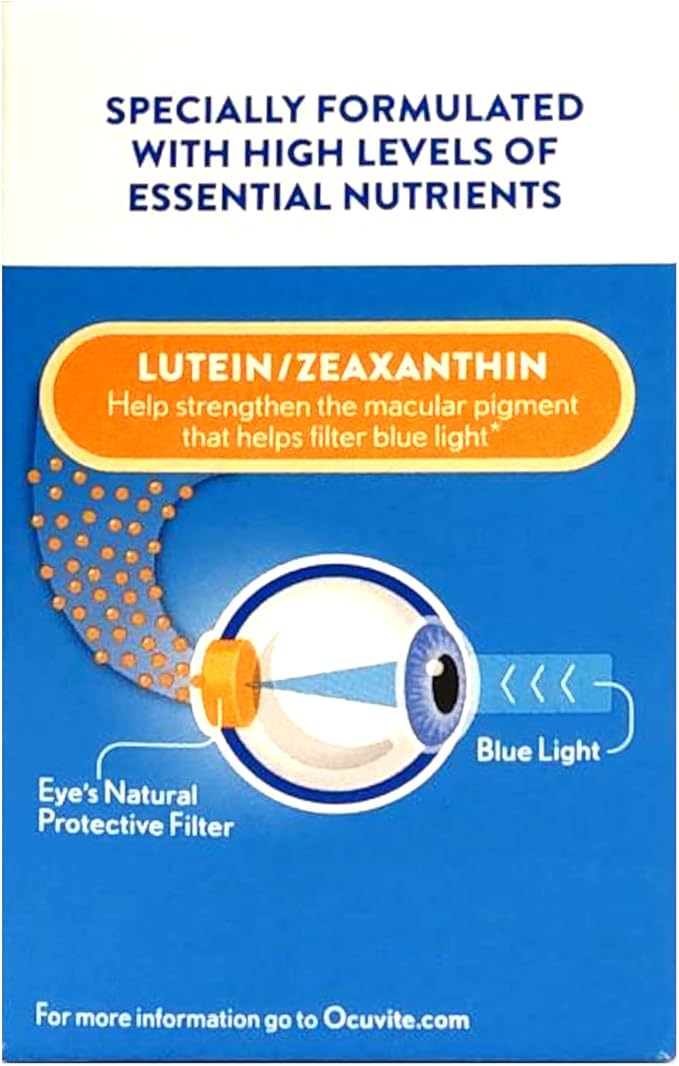 Bausch + Lomb Ocuvite Blue Light Lutein 25mg Lutein &amp Zeaxanthin Supplement 30 Softgels (Pack of 2)