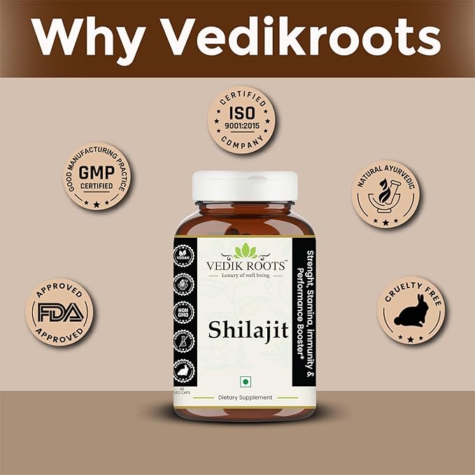 Shilajit Capsules for Men &amp Women | Pure &amp Natural Himalayan Shilajit | 60 Capsules