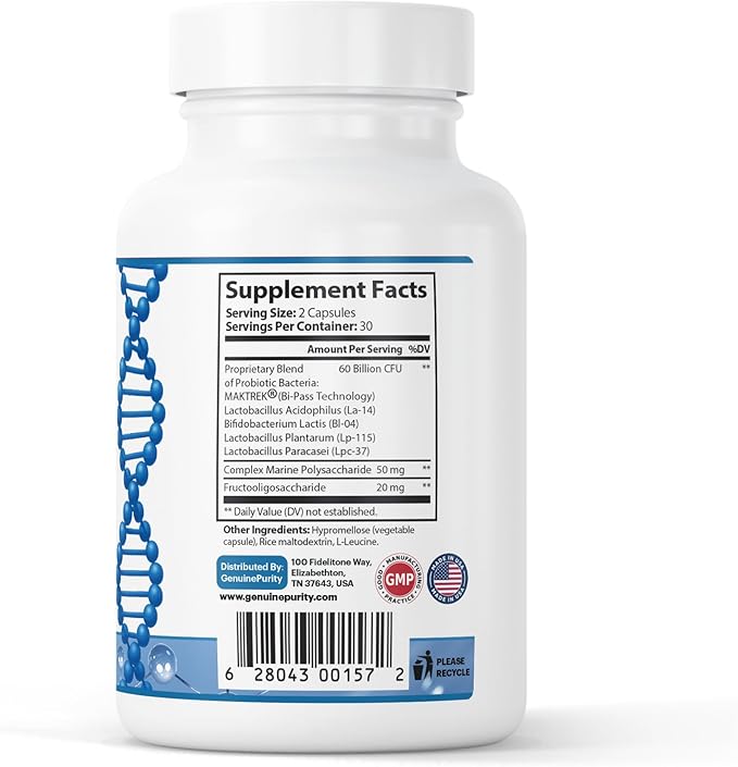 Probiotic Supplement 60 Billion CFU - Multi-Strain Probiotics with MAKTREK Bi-Pass Technology -Supports Digestive Balance Gut Health &amp Daily Wellness
