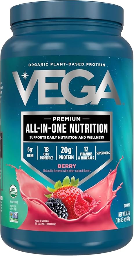 Vega One All-in-One Nutritional Shake Berry (20 Servings) - Plant Based Vegan Protein Powder Non Dairy Gluten Free Non GMO 30 Ounce (Pack of 1)