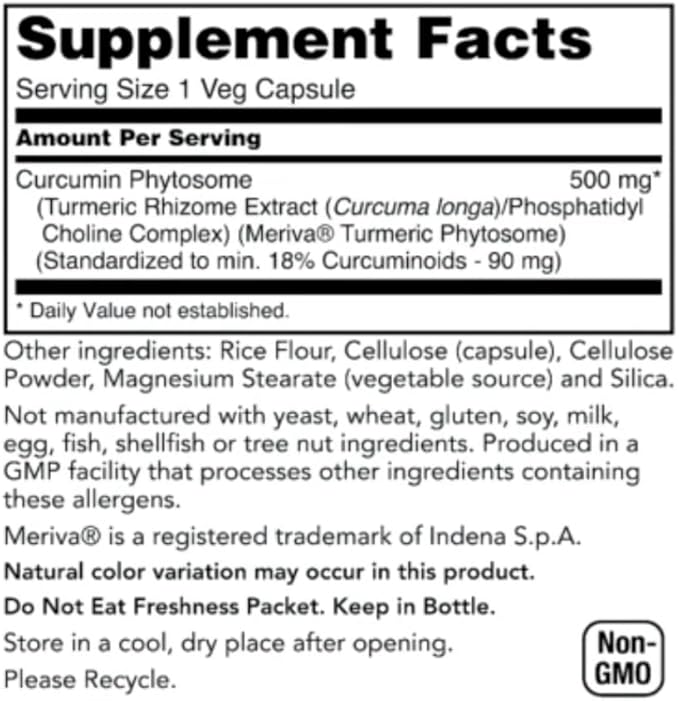Rachel’s Pro Curcumin Phytosome - High Absorption Meriva Turmeric Gluten-Free Curcumin Supplement 60 Capsules for Daily Use