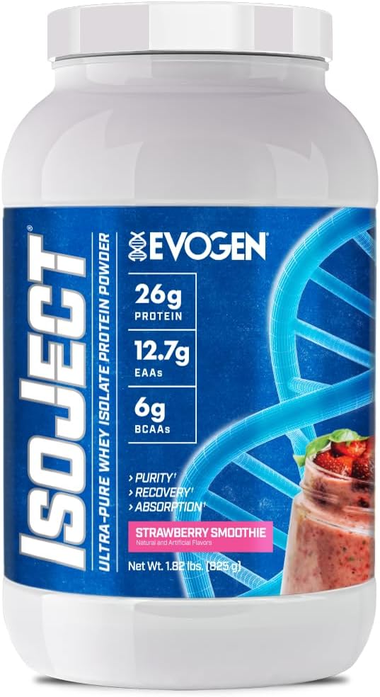 Evogen Isoject - Whey Protein Isolate | Ultra-Pure Whey Protein Powder with Ignitor Enzymes BCAAs and EAAs | Enhanced Absorption &amp Recovery | Strawberry Smoothie | 25 Servings