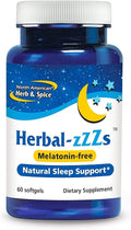 NORTH AMERICAN HERB &amp SPICE Herbal-zzZs - 60 Softgels - Natural Sleep Support - Melatonin Free Non-Habit Forming - With Ashwagandha &amp Chamomile - Non-GMO - 60 Servings