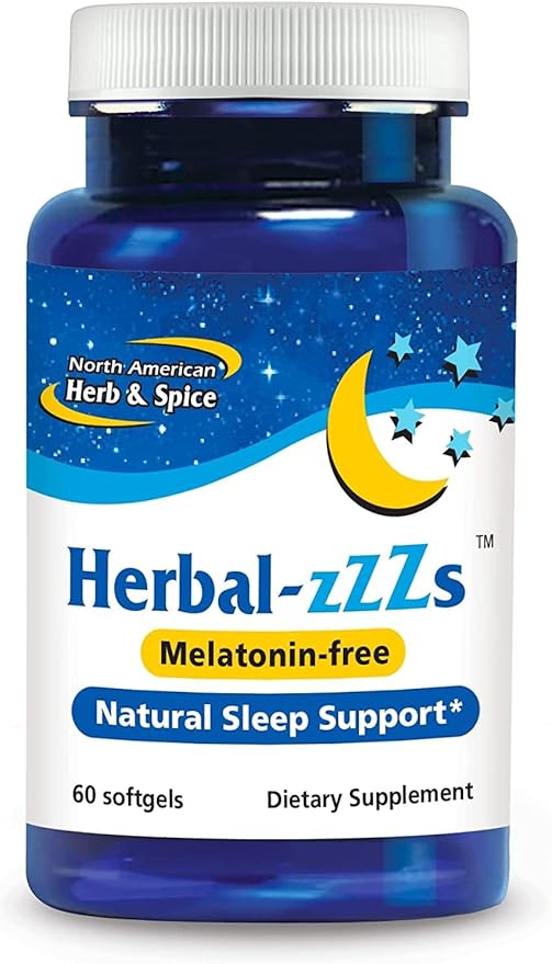 NORTH AMERICAN HERB &amp SPICE Herbal-zzZs - 60 Softgels - Natural Sleep Support - Melatonin Free Non-Habit Forming - With Ashwagandha &amp Chamomile - Non-GMO - 60 Servings