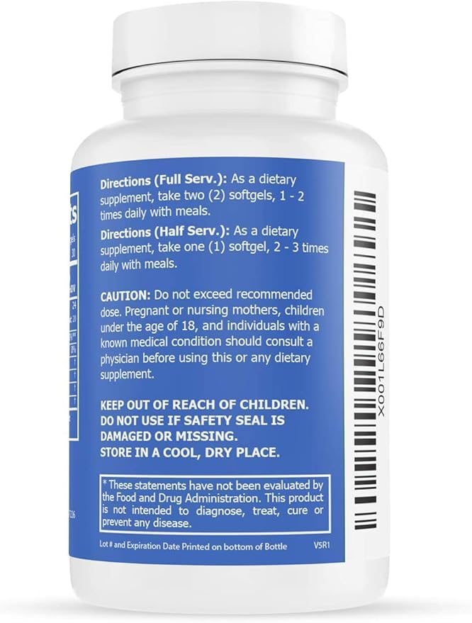 Omega 3 Fish Oil Supplements Maximum Strength 2400 mg Omega-3 1440mg Fish Oil EPA DHA Fatty Acids Heart Health Vision Eye Brain Immune Support for Women &amp Men. Natural Lemon Flavor 180ct