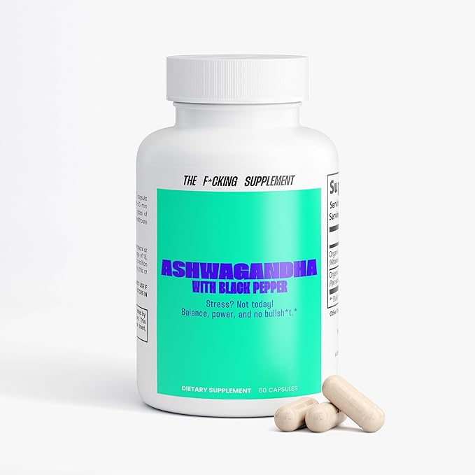 Organic Ashwagandha Capsules Stress Support 60 Capsules with Black Pepper USA