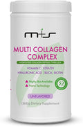 M+S Multi Collagen Complex – Hydrolyzed Collagen peptides Types I II III for Skin Hair Nails and Joints – with Vitamin C Hyaluronic Acid Keratin Biotin and Silica (Unflavored)