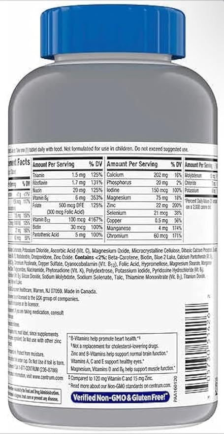 Silver Men 50+ Multivitamin Better Guide Vitamins Supplements 275 Count (Pack of 1) Plus vsl Sticker