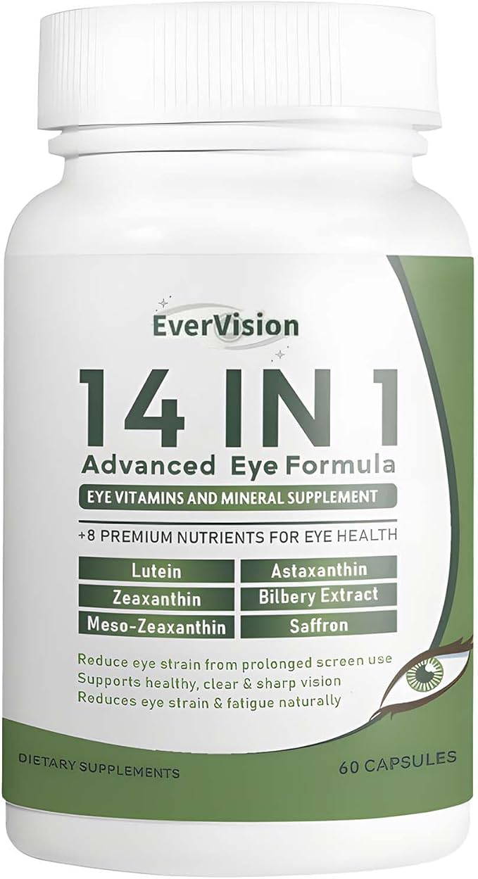 evervision 14-in-1 Advanced Eye Formula- Eye Vitamin Zeaxanthin Zinc &amp Bilberry Extract – Vision &amp Focus Support (1)