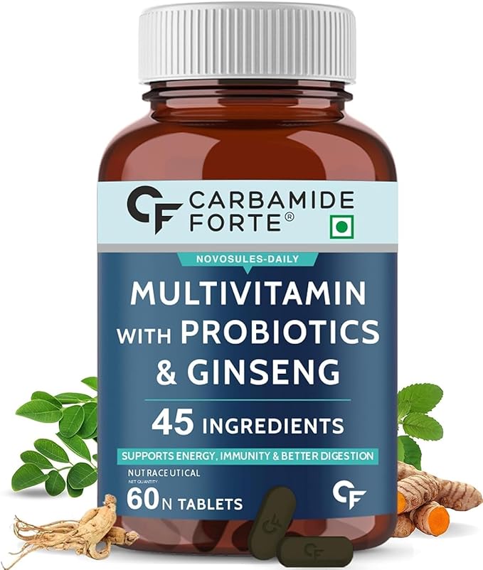 Generic Multivitamin Tablets for Men &amp Women (60 Tablets) with Probiotics &amp Ginseng | Multivitamin Supplement with 45 Ingredients