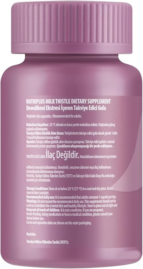FARMASi Nutriplus Milk Thistle - Silymarin Extract Vegan Herbal Supplement 30 Capsules