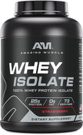 Amazing Muscle Whey Protein Isolate Powder | 25 Grams Protein Per Serving | 100% Whey Isolate | Zero Fat | Made in USA (5 LB Strawberry)