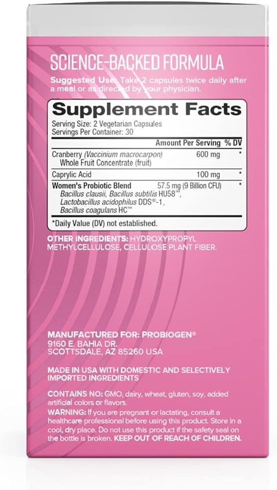 Women’s Daily Probiotic Supplement – Vitality Probiotic with Smart Spore Technology Lactobacillus Cultures Gut &amp Vaginal Health Support Gluten-Free Non-GMO - 60 Capsules