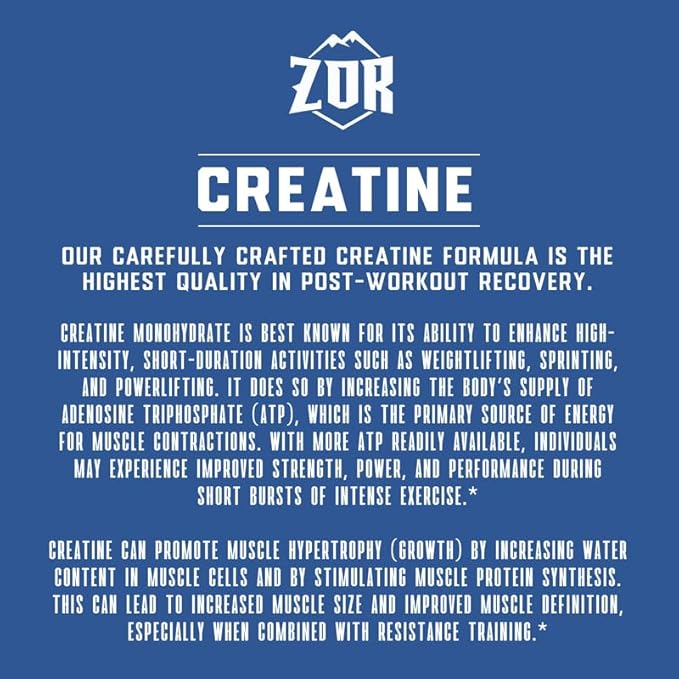 ZOR Micronized Creatine Monohydrate Powder 5000mg – Pure Unflavored Sugar-Free Non-GMO – Supports Muscle Growth Strength Recovery &amp Endurance – 60 Servings