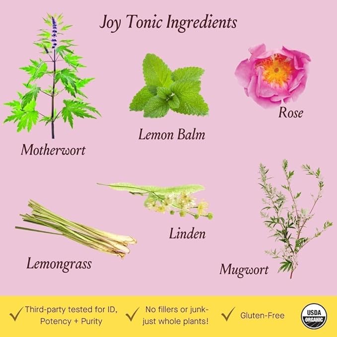 Urban Moonshine Joy Tonic - Fast-Acting Relief for Stress and Anxiety - Supports Nervous System - Natural Mood Support - Motherwort - Lemon Balm - Nervous System Support - Elevates Mood* - 8 Fl Oz