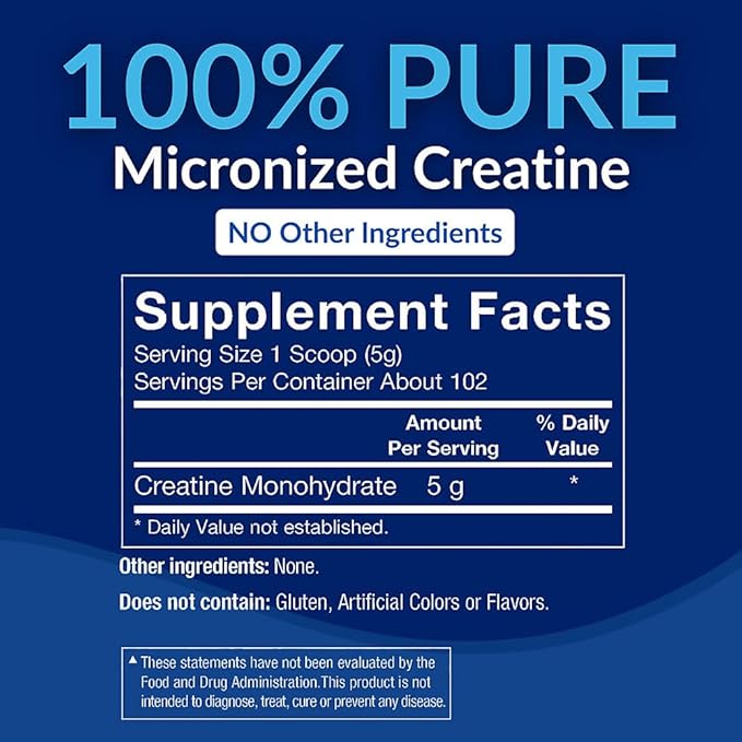 BodyTech Creatine Monohydrate Powder Unflavored Micronized Creatine Formula for Men and Women 5g per Serving Pre Workout &amp Post Workout Supplement Gluten Free Sugar Free 18 Oz 102 Servings
