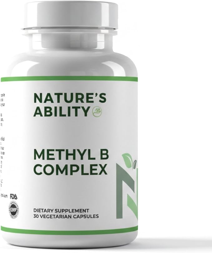 NATURE'S ABILITY Methyl B Complex - Methylated B Vitamins with Folate &amp B12 - Supports MTHFR Energy &amp Metabolism - 30 Vegetarian Capsules