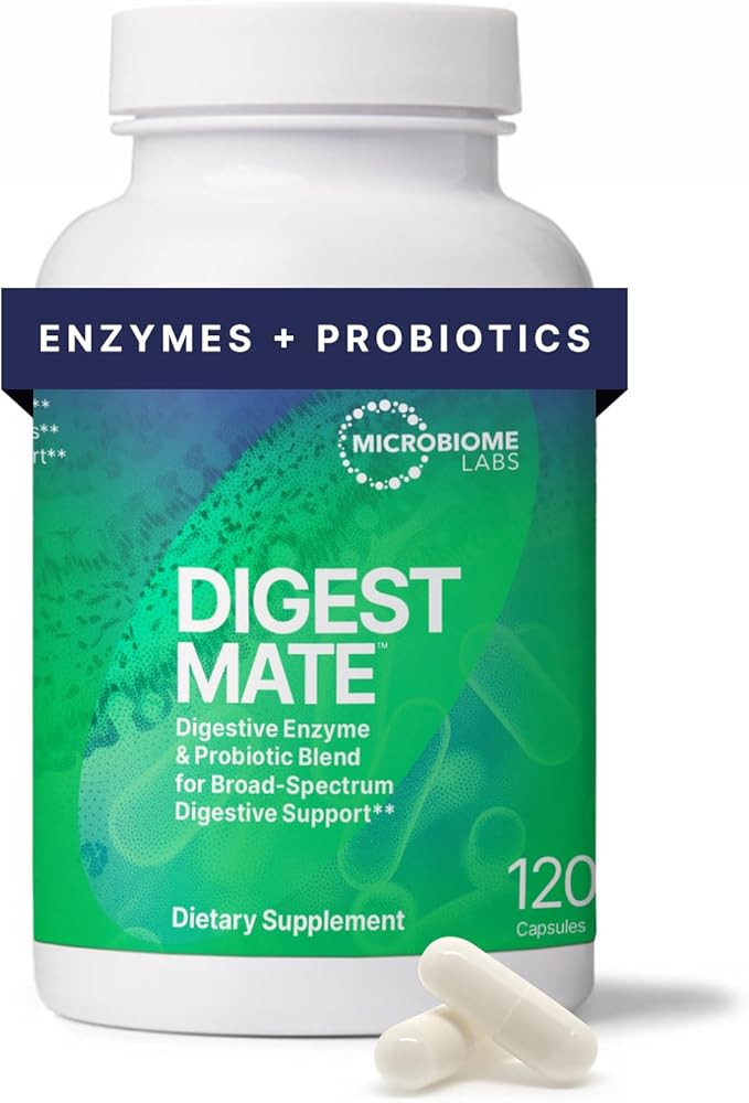 DigestMate Digestive Enzyme and Probiotic Supplement - Broad-Spectrum Digestive Enzymes for Women and Men with 14 Enzymes and Spore-Based Probiotics for Gut Health