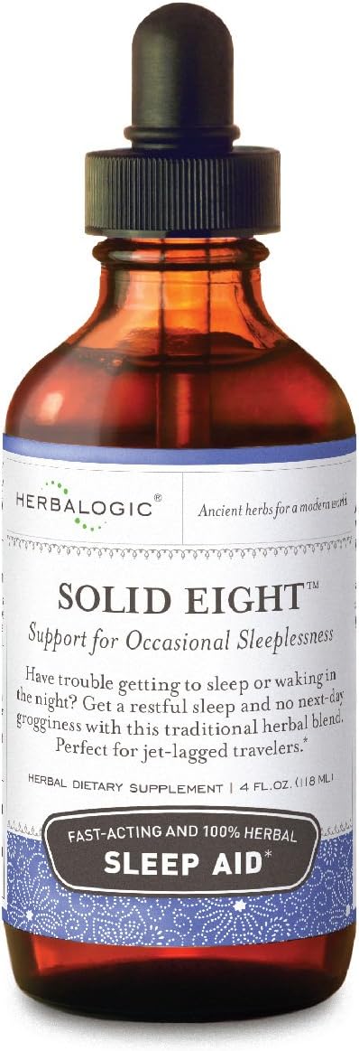 Herbalogic - Solid Eight Liquid Herb Drops - Fast Acting Herbal Sleep Aid - Promotes Restful Recuperative Sleep Without Next-Day Grogginess - 4 Fl Oz