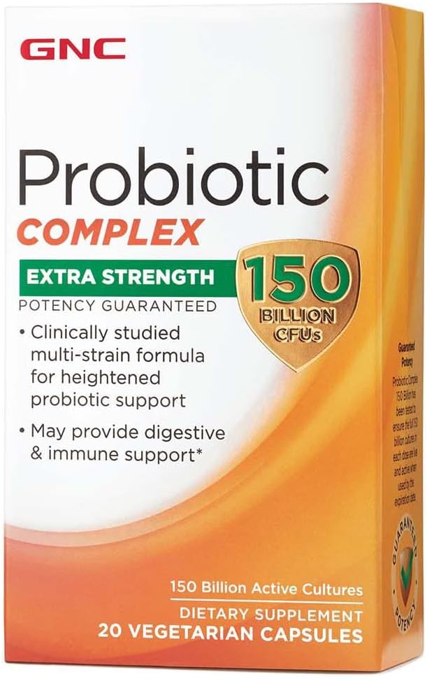 GNC Probiotic Complex Extra Strength with 150 Billion CFUs 20 Capsules Daily Probiotic Support