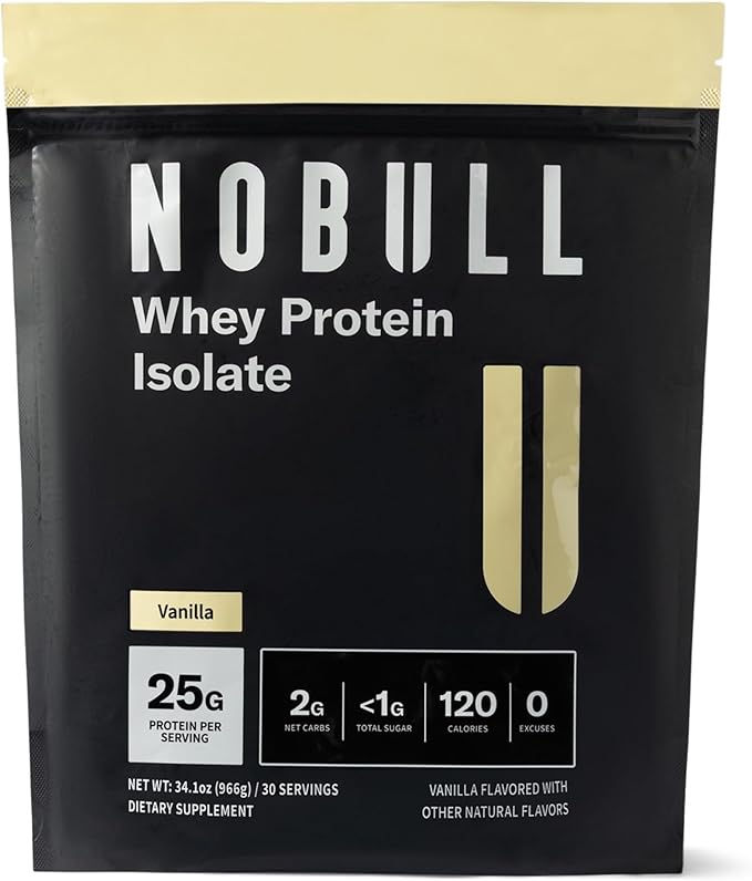NOBULL Grass-Fed Whey Protein Isolate | Clean Whey Protein Powder for Muscle Growth Recovery &amp Performance Nutrition Vanilla 30 Servings