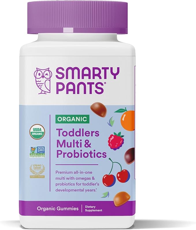 SmartyPants Organic Toddler Multivitamin Gummies: Probiotics &amp Kids Probiotic Immunity Gummies: Prebiotics &amp Probiotics for Digestive Health and Immune Support Supplement